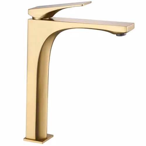 Rea - Rubinetto Da Lavabo Oro Spazzolato Joe, Alto, 17,5X4,5X28,5Cm