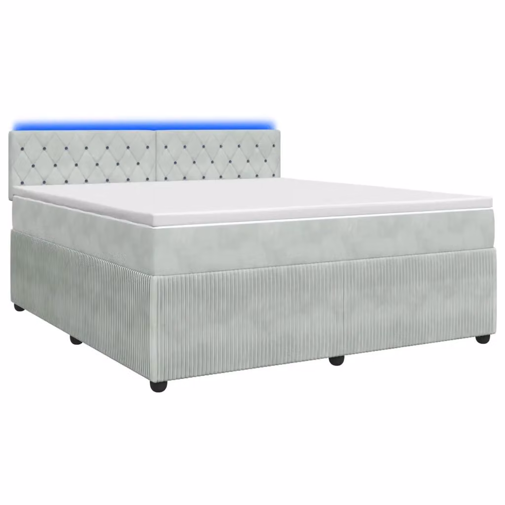 Letto box spring vidaXL con materasso a molle insacchettate in tessuto grigio e bianco L: 140 cm, P: 190 cm, H: 100,5 cm – 2