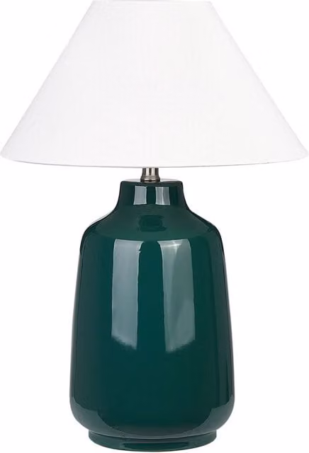 Lampada da tavolo BELIANI con base in ceramica verde e paralume in tessuto bianco, ideale per camera da letto o soggiorno, H: 57 cm, L: 40 cm, P: 40 cm – 1