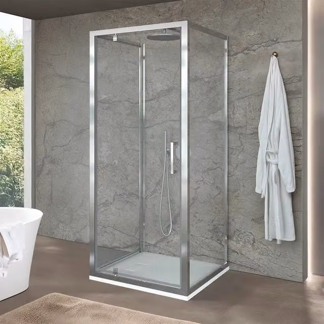 Box doccia a nicchia rettangolare Ted con porta a battente in vetro trasparente L: 80 cm, P: 70 cm, H: 200 cm