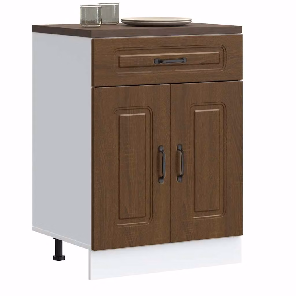 Base da cucina moderna vidaXL Kalmar Rovere Marrone in legno, L: 60,0 cm, P: 46,0 cm, H: 81,5 cm