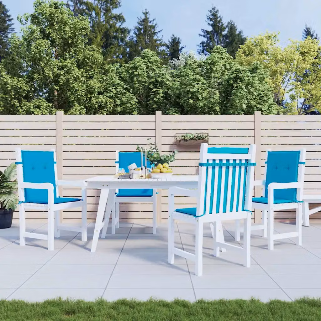 Set di 4 cuscini per sedie da giardino vidaXL in tessuto Oxford blu, impermeabili e traspiranti con fodera rimovibile