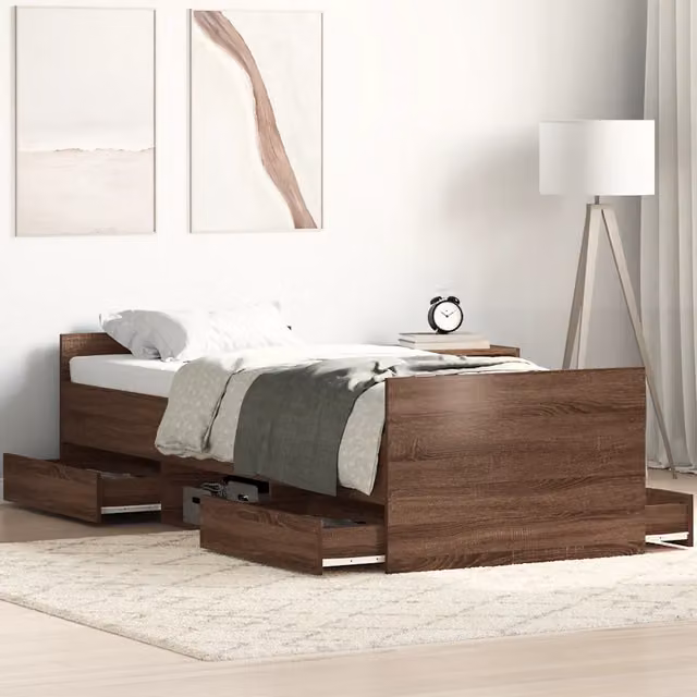 Giroletto con Testiera e Pediera Rovere Marrone 100x200 cm 3203802