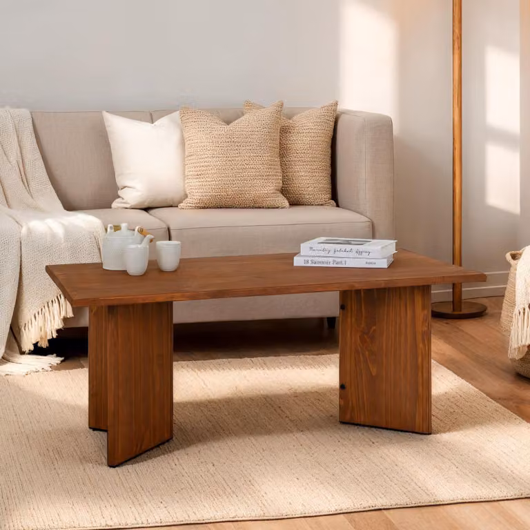 Tavolino da salotto MESA in legno massello 110 x 45 x 60 cm marrone scuro - tavolino da salotto minimalista in legno, con gambe angolate
