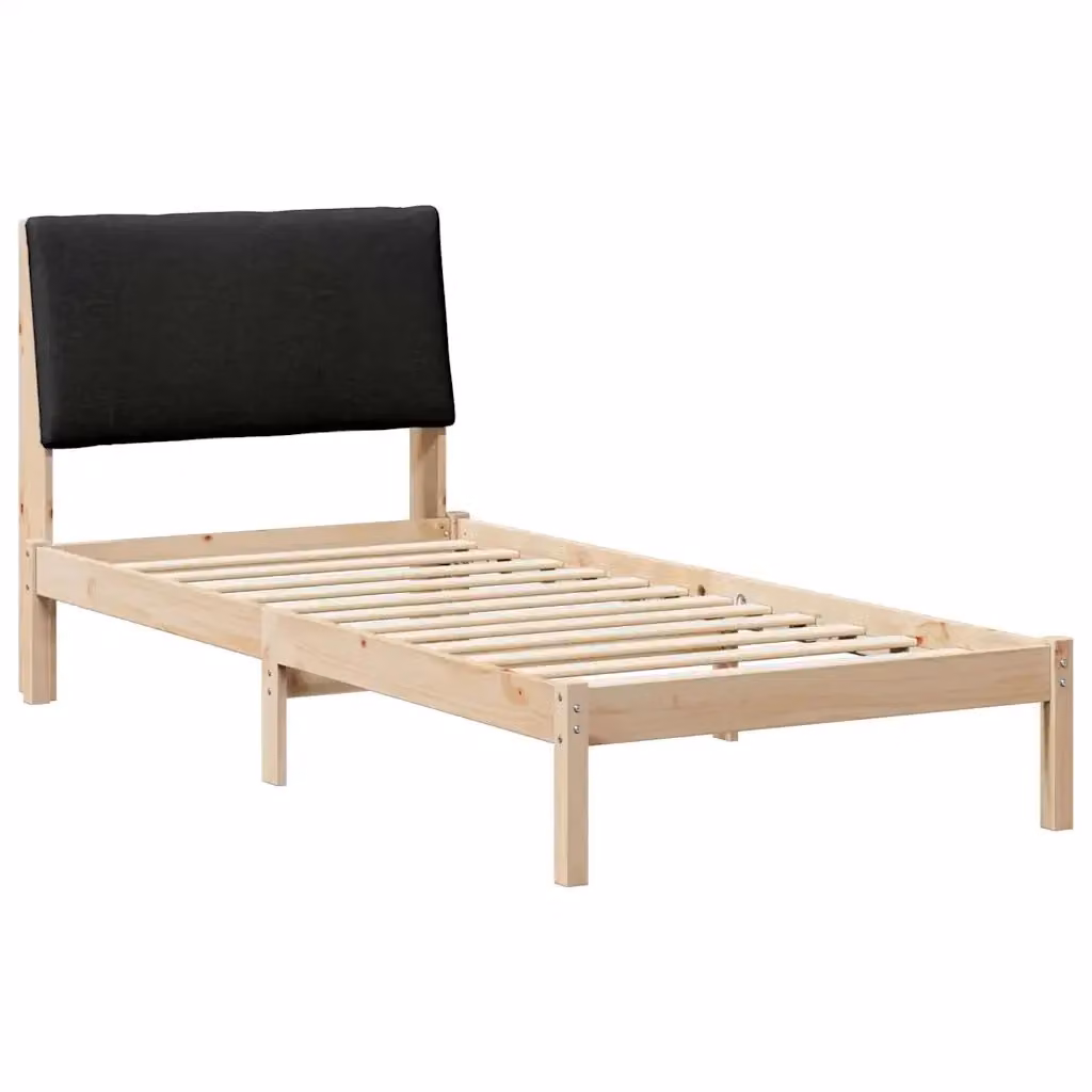 Struttura del letto con testiera vidaXL in legno di pino, marrone e nero, 100 x 200 cm – 2