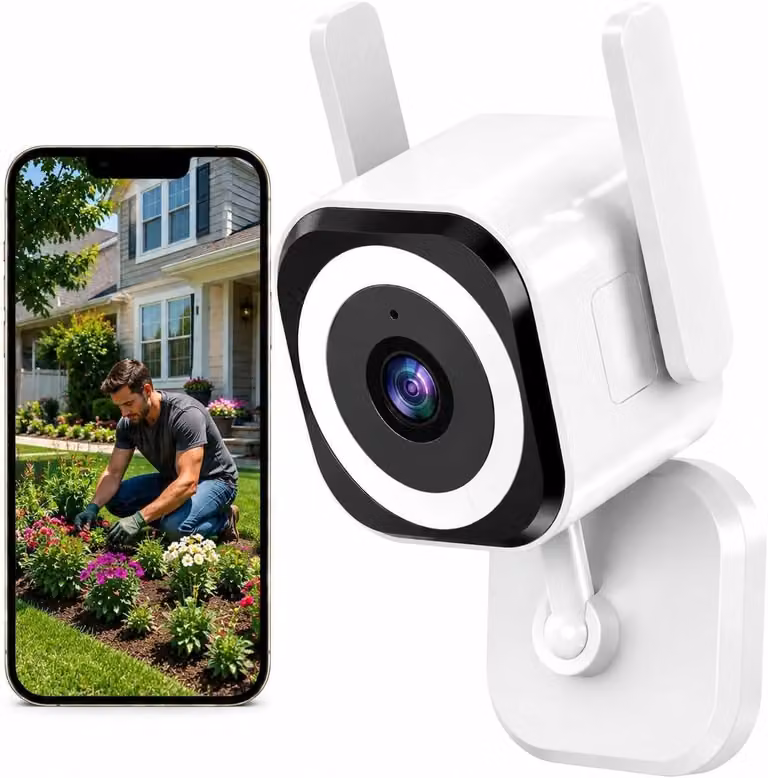 Telecamera di sicurezza per interni ed esterni, risoluzione 2K, connessione Wi-Fi a 5 GHz