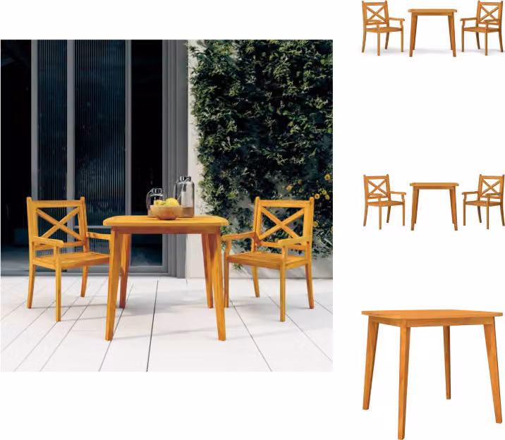 vidaXL Set da pranzo da giardino a 3 pezzi in legno massiccio di acacia - Set di mobili da giardino