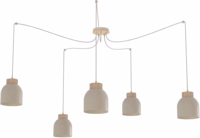Lampada sospesa KRU beige scandinava spider 5xE27 Emibig