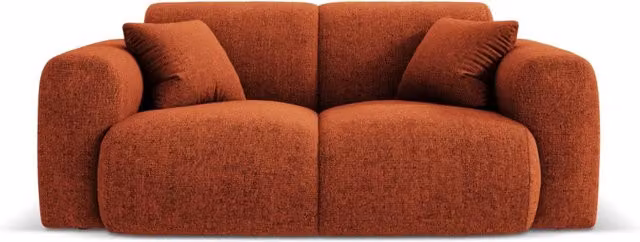 Divano 2 posti Nolio Cosmopolitan Design in ciniglia color arancione terracotta con cuscini coordinati L: 170 cm, P: 72 cm, H: 64 cm