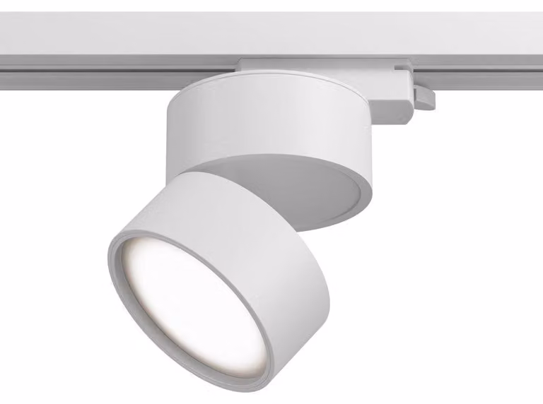Faretto Per Binario Tondo Orientabile Onda In Metallo 12W Bianco 1 Luce Calda