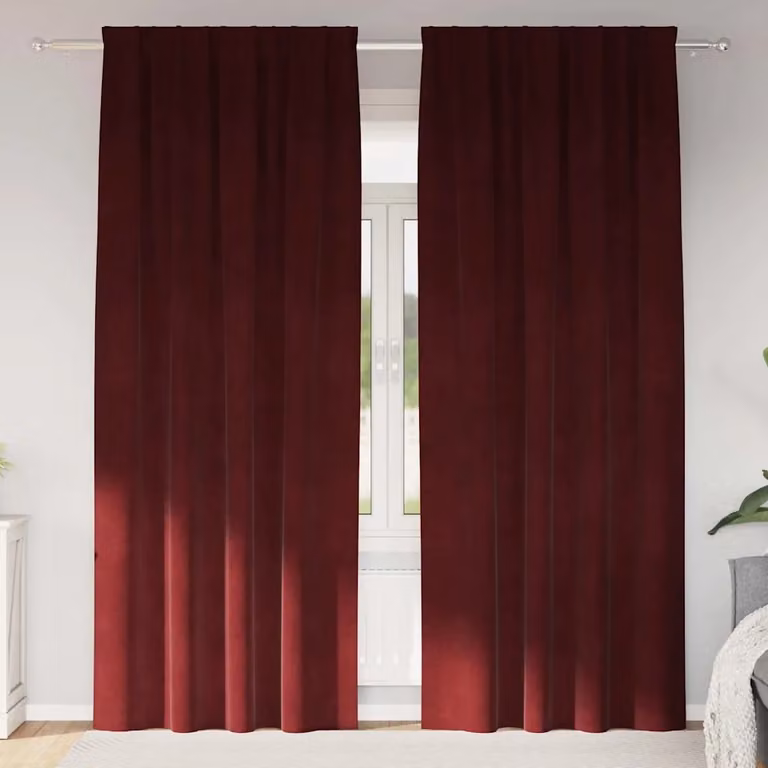 Set di 2 tende oscuranti vidaXL in velluto rosso, L: 140 cm, H: 260 cm