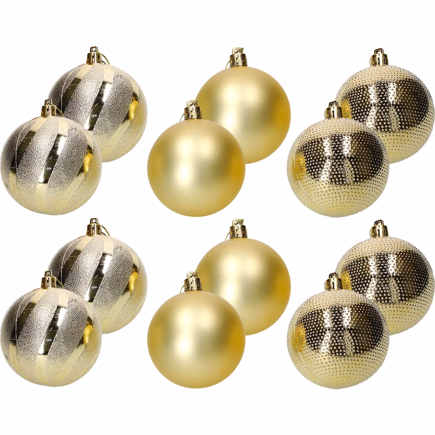Set di 12 palline di Natale Vestiamo Casa, colore oro, diametro: 8 cm – 1