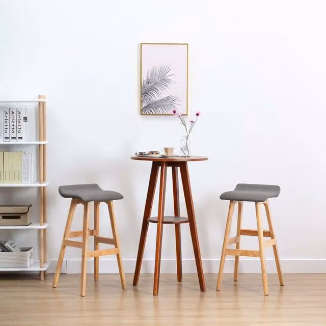 Set di 2 sedie da bar moderne vidaXL in tessuto grigio e legno di faggio – 1