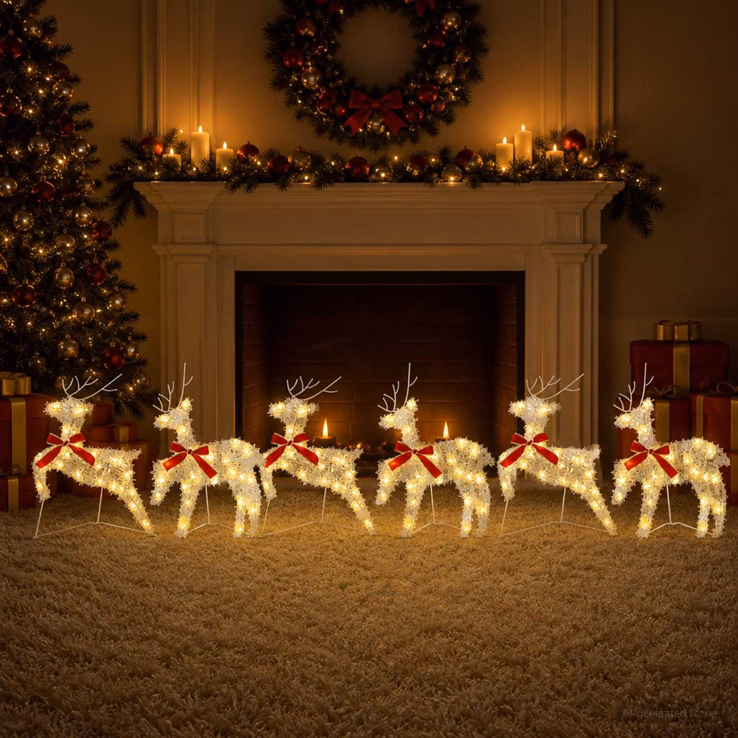 vidaXL Renna di Natale 6 pz 80 LED Bianco caldo 43 x 19 x 65 cm