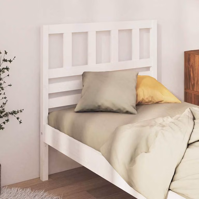Testiera per letto vidaXL in legno massello di pino bianco, stile rustico, L: 100 cm, H: 81 cm, P: 4 cm