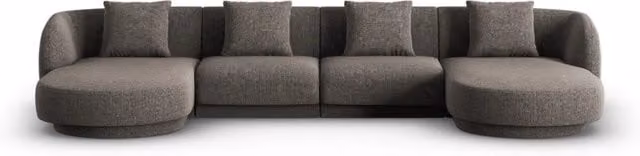 Divano panoramico Tulum a 5 posti Cosmopolitan Design in ciniglia grigio L 330 x P 156 x H 70 cm