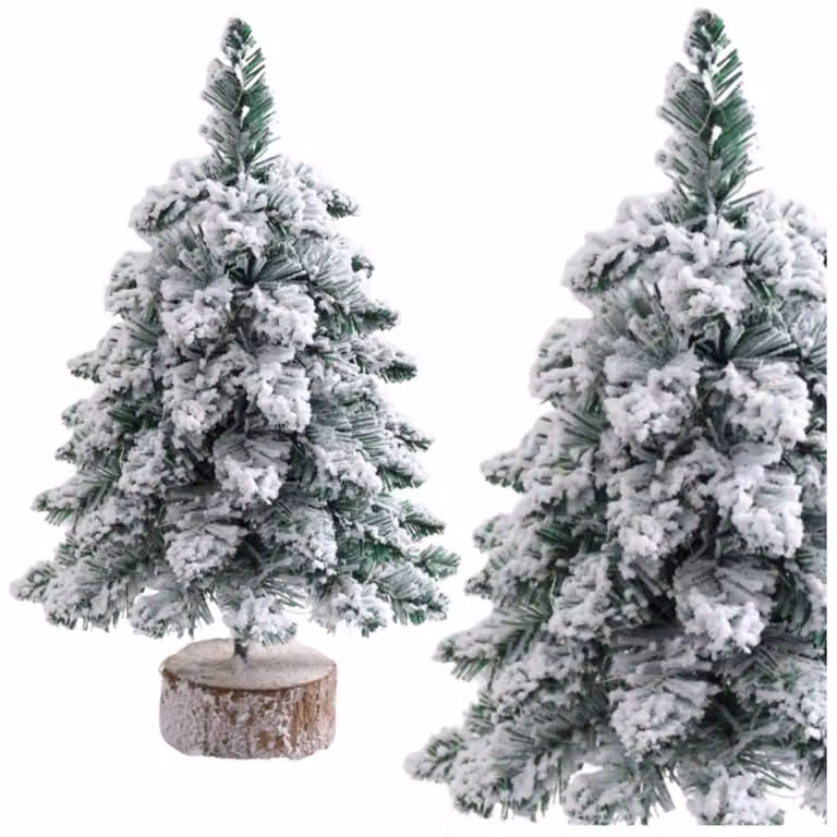 Albero Di Natale Artificiale Decorativo Su Tronco Coperto Di Neve 60 X 16 Cm