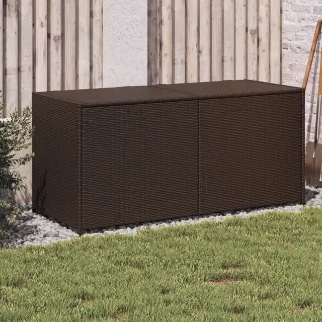 Contenitore da giardino vidaXL in polyrattan marrone con struttura in metallo 283L L: 120 cm, P: 50 cm, H: 56 cm – 1
