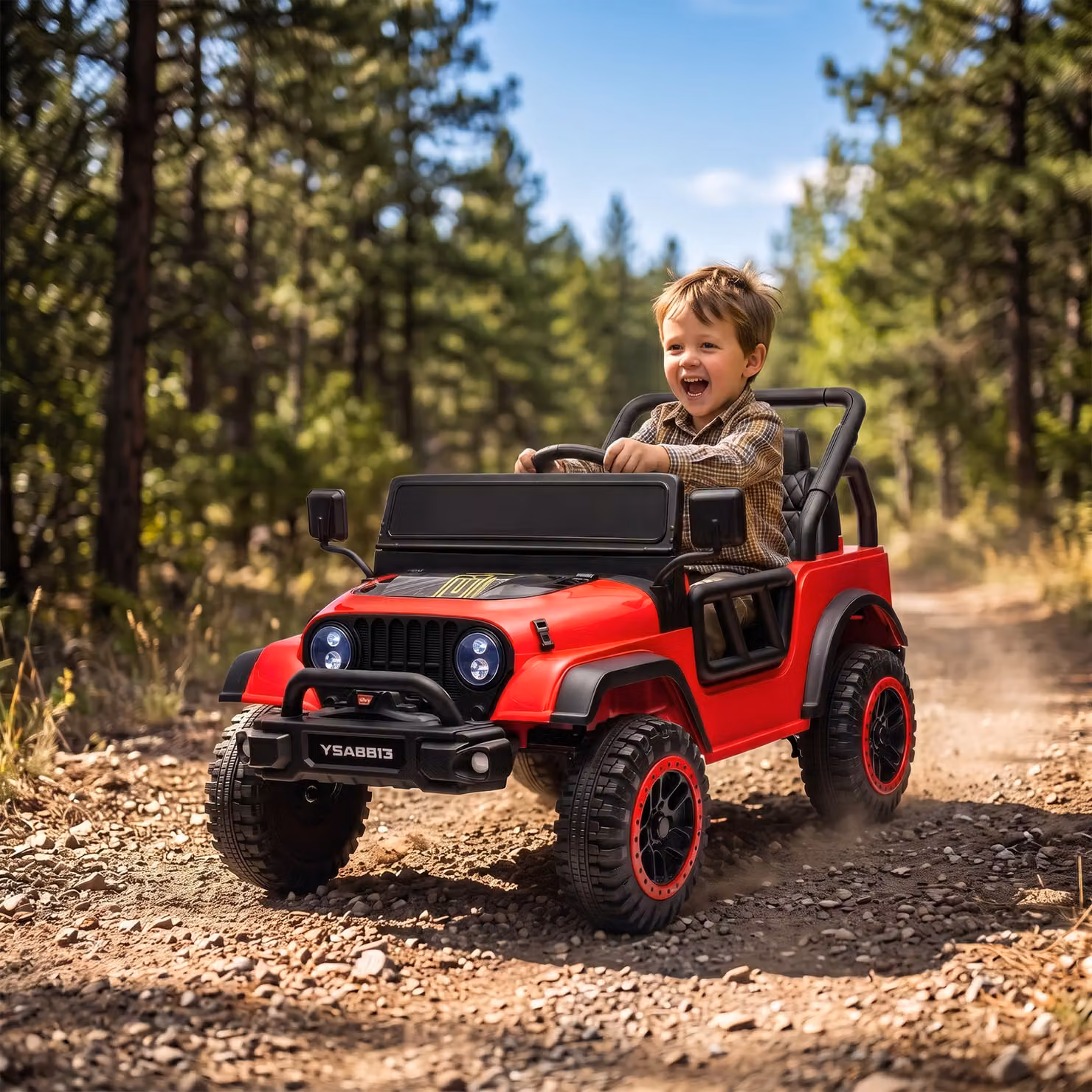 AIYAPLAY Macchina Elettrica per Bambini con Telecomando, 2 Motori, Musica e Clacson, Rosso – 2
