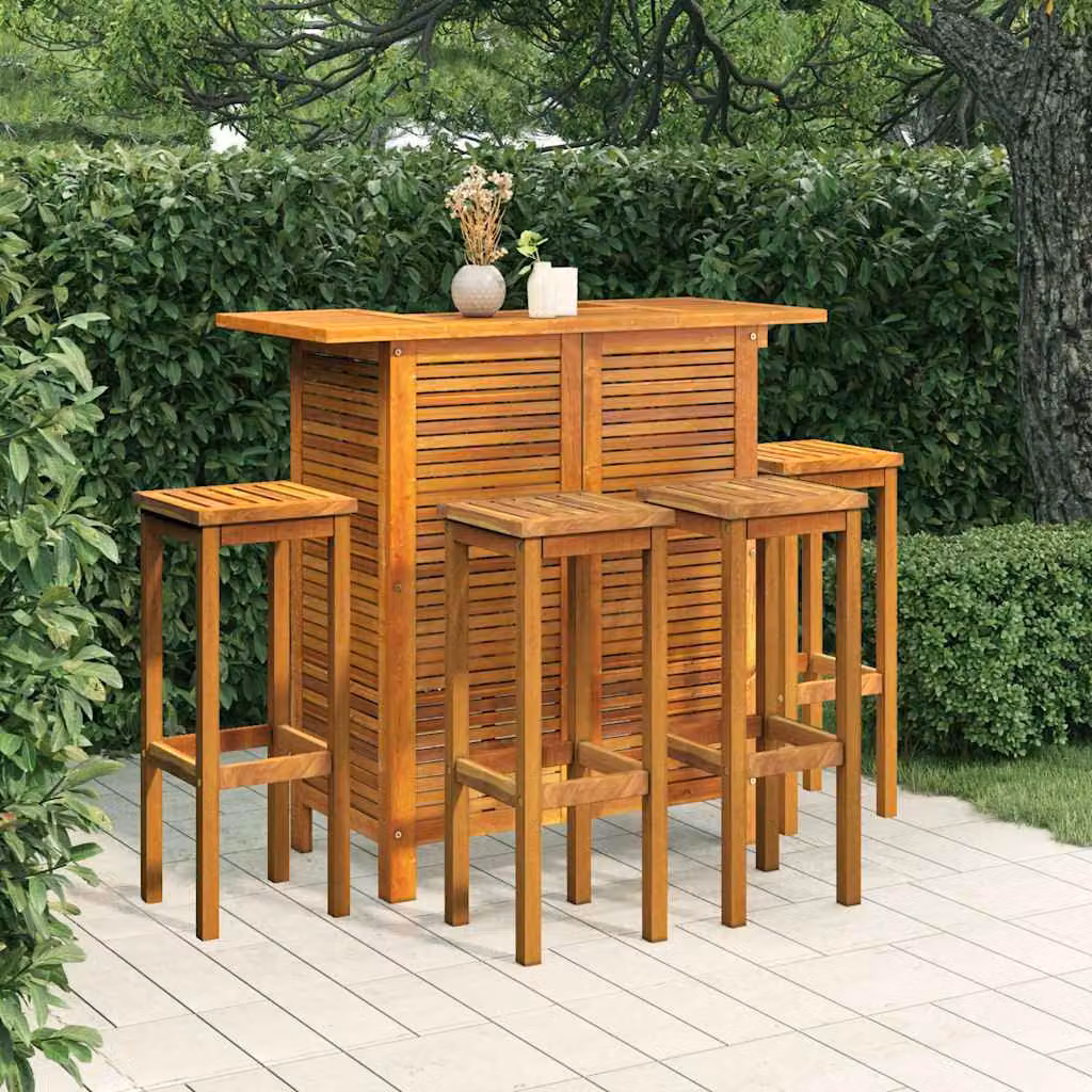 Set da Bar per Giardino vidaXL in Legno di Acacia Marrone 5 pz – 1