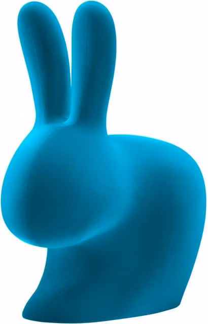 Sedia Rabbit Qeeboo in velluto turchese e polietilene con finitura opaca