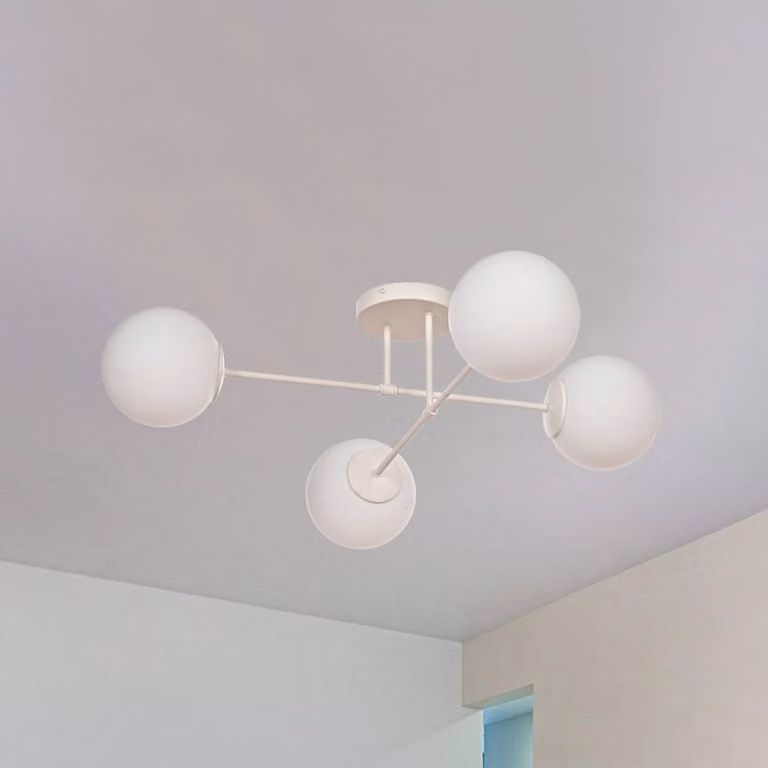 Plafoniera soffitto Moon HELAM, dimmerabile, Crema / Ambra, Soggiorno / Sala da pranzo, Metallo, Plafoniera