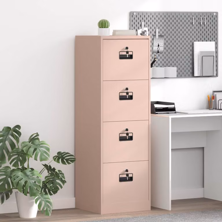 Armadio per file vidaXL in metallo rosa con cassetti e serratura L/P/H: 44 x 50 x 106.5 cm