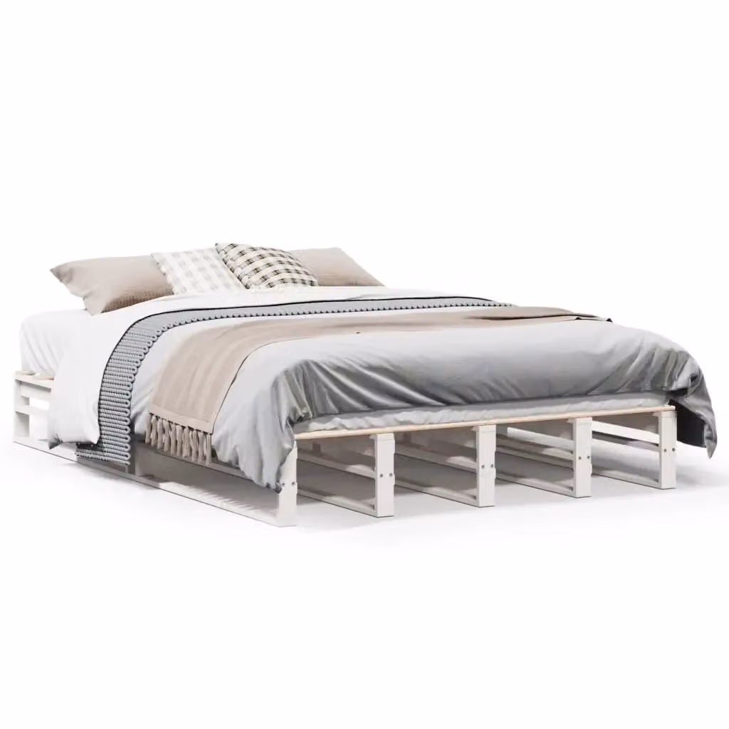 Letto singolo in legno massello di pino bianco vidaXL L/P/H: 135 x 190 x 25,5 cm – 2
