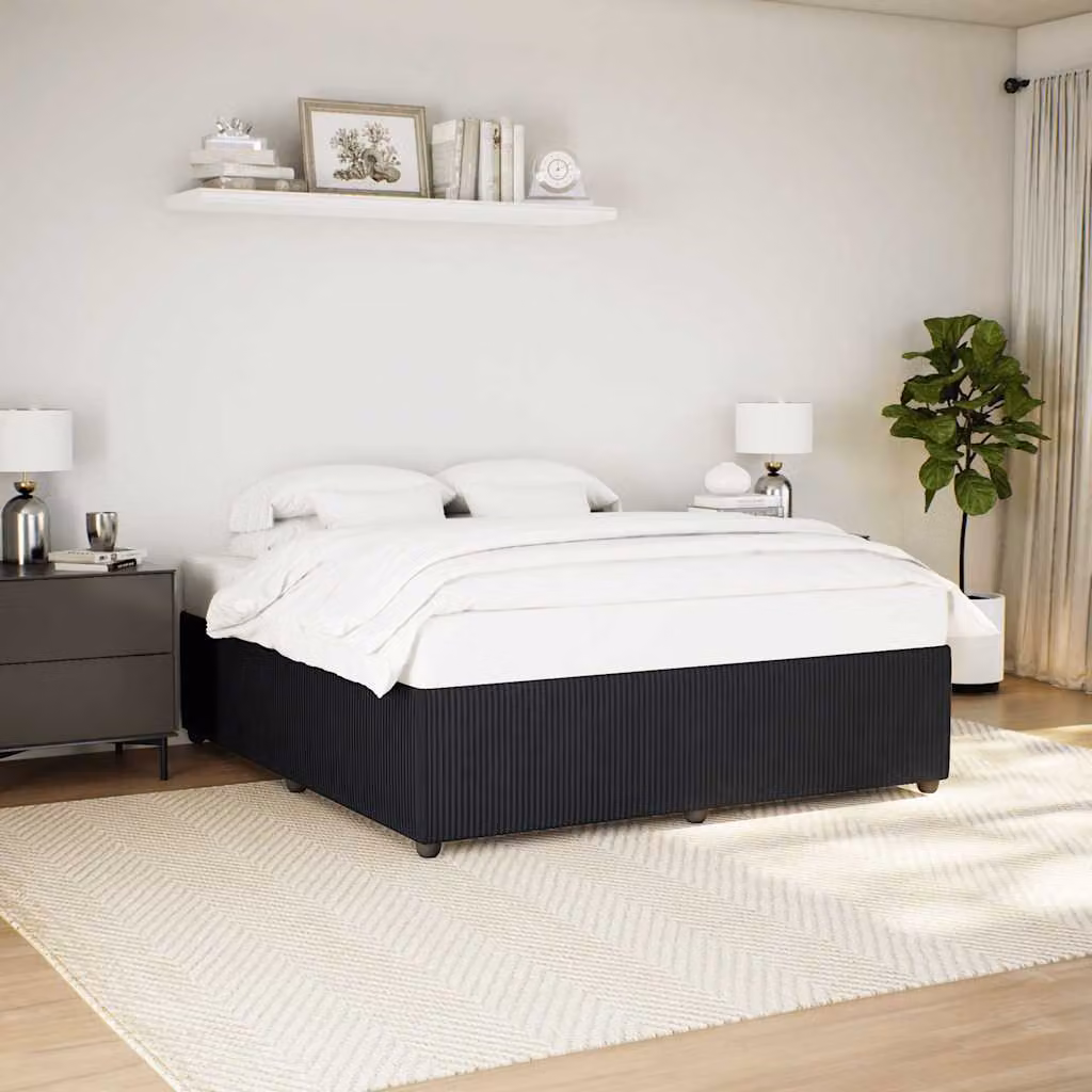 Giroletto senza materasso vidaXL in velluto nero con doghe in legno 200 x 200 cm – 1