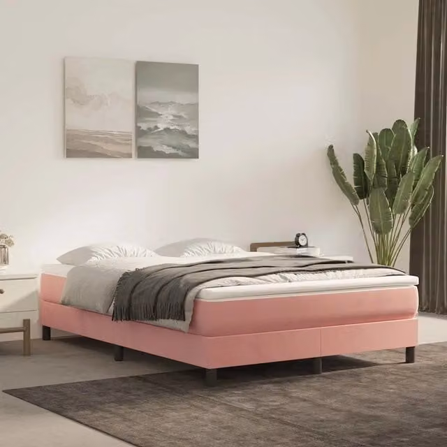 Materasso Ibrido vidaXL in Velluto Rosa, L/P/H: 140 x 220 x 20 cm – 1