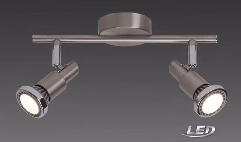 Lampada brillante Ryan LED spot tube 2flg ferro/cromo | 2x LED-PAR51, GU10, 5W LED reflector lamps included, (380lm, 3000K) | teste orientabili