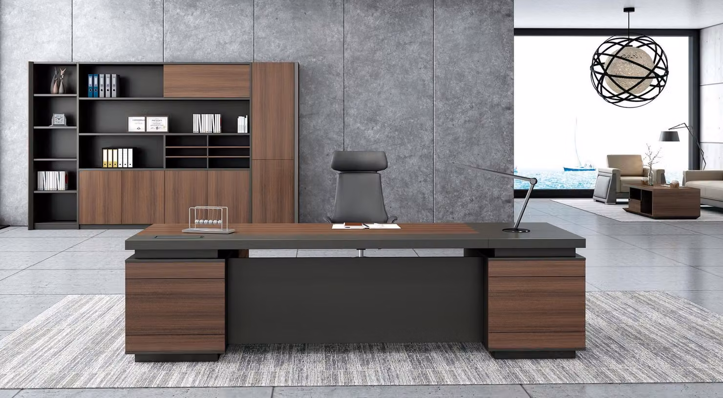 Eckschreibtisch Kabelkanal Home Office Tisch groß Chef Tische Schreibtisch Möbel