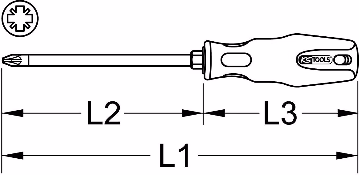 KS Tools ERGOTORQUE+ cacciavite PZ2, L=230mm, 159.1042