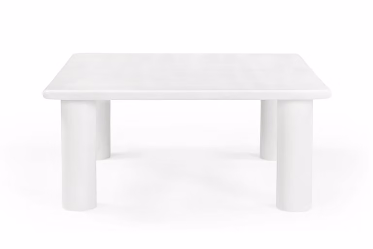 Marmoholz - Tavolino Sutri quadrato 80×80 cm x H 35 cm - tavolo bianco in legno massiccio dal design scandinavo Japandi, tavolo da salotto moderno