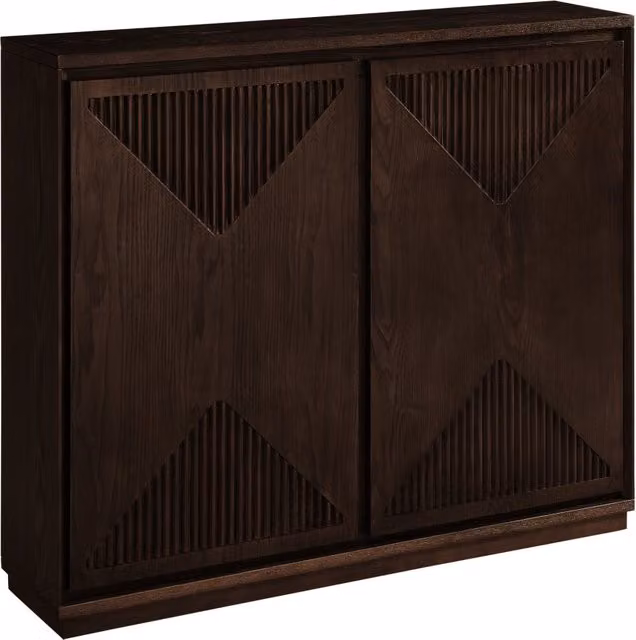 Mobile da cucina buffet in stile Mid-Century con design a V scanalata, legno di noce scuro