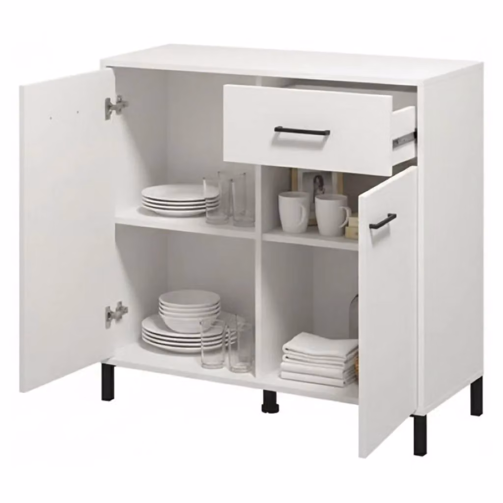 Madia Laerruu DMORA, Credenza Moderna in MDF Bianco, L/P/H: 93 x 40 x 90 cm – 2