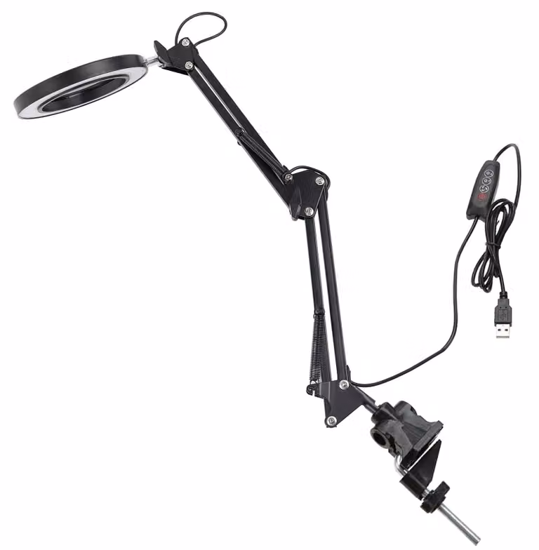 Lampada da tavolo pieghevole per la cura degli occhi, con braccio flessibile e morsetto regolabile, lampada da scrivania USB con tre diverse tonalità di luce