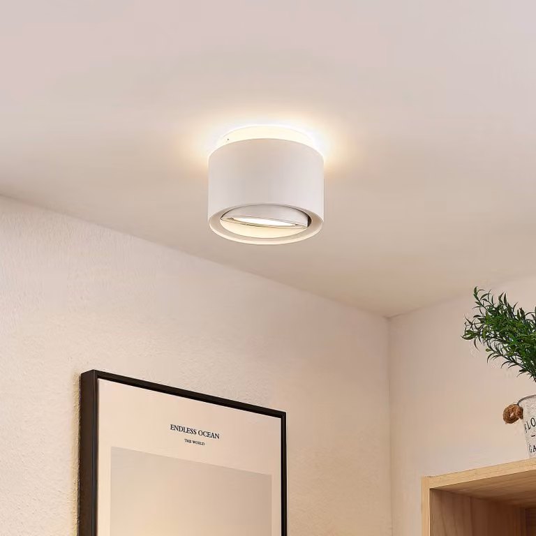 Plafoniera soffitto Walisa Arcchio, dimmerabile, Bianco / Opale, Soggiorno / Sala da pranzo, Alluminio, Moderno, Plafoniera