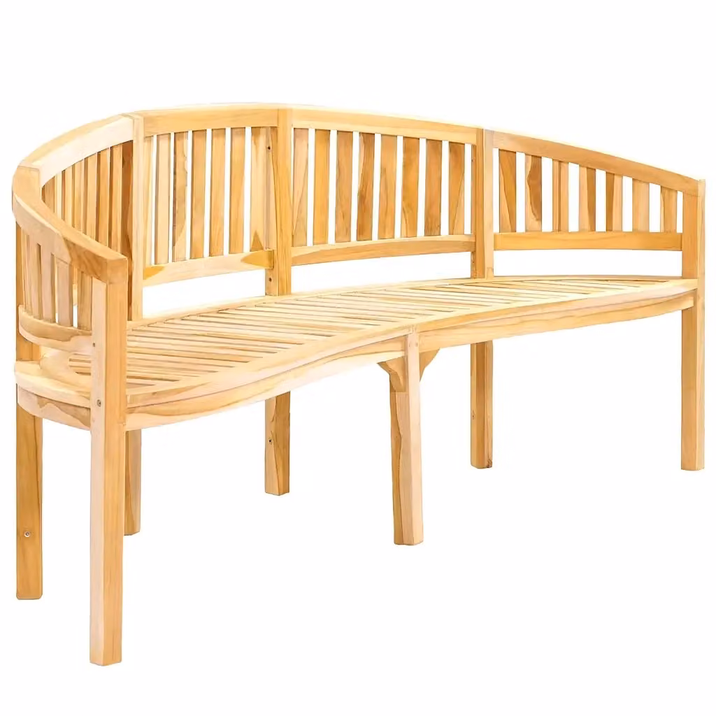 vidaXL Panchina a Forma di Banana in Legno di Teak Marrone L: 200 cm, H: 110 cm, P: 45 cm – 2