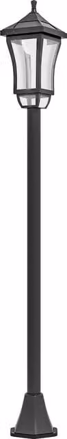 Lampione da giardino solare Outsunny con sensore crepuscolare e ancoraggio a terra, nero, L/P/H: 15 x 15 x 127 cm