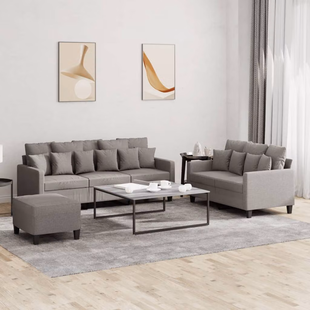 Maison Exclusive - Set divano a 3 pezzi con cuscini in tessuto color taupe