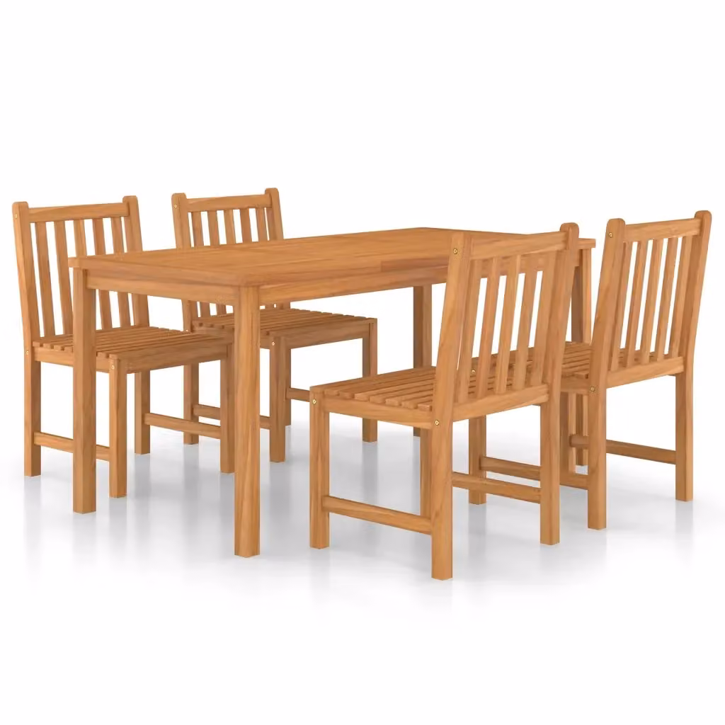 Set da pranzo da giardino vidaXL in legno di teak marrone, 5 pezzi, L: 160 cm x P: 80 cm – 2