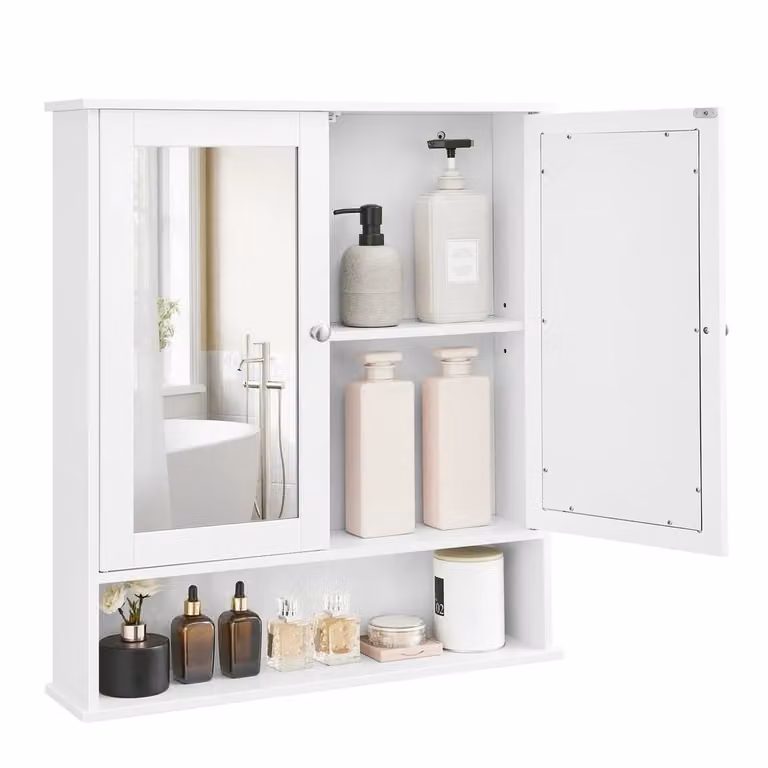 Armadio da Bagno Specchiera Bianco