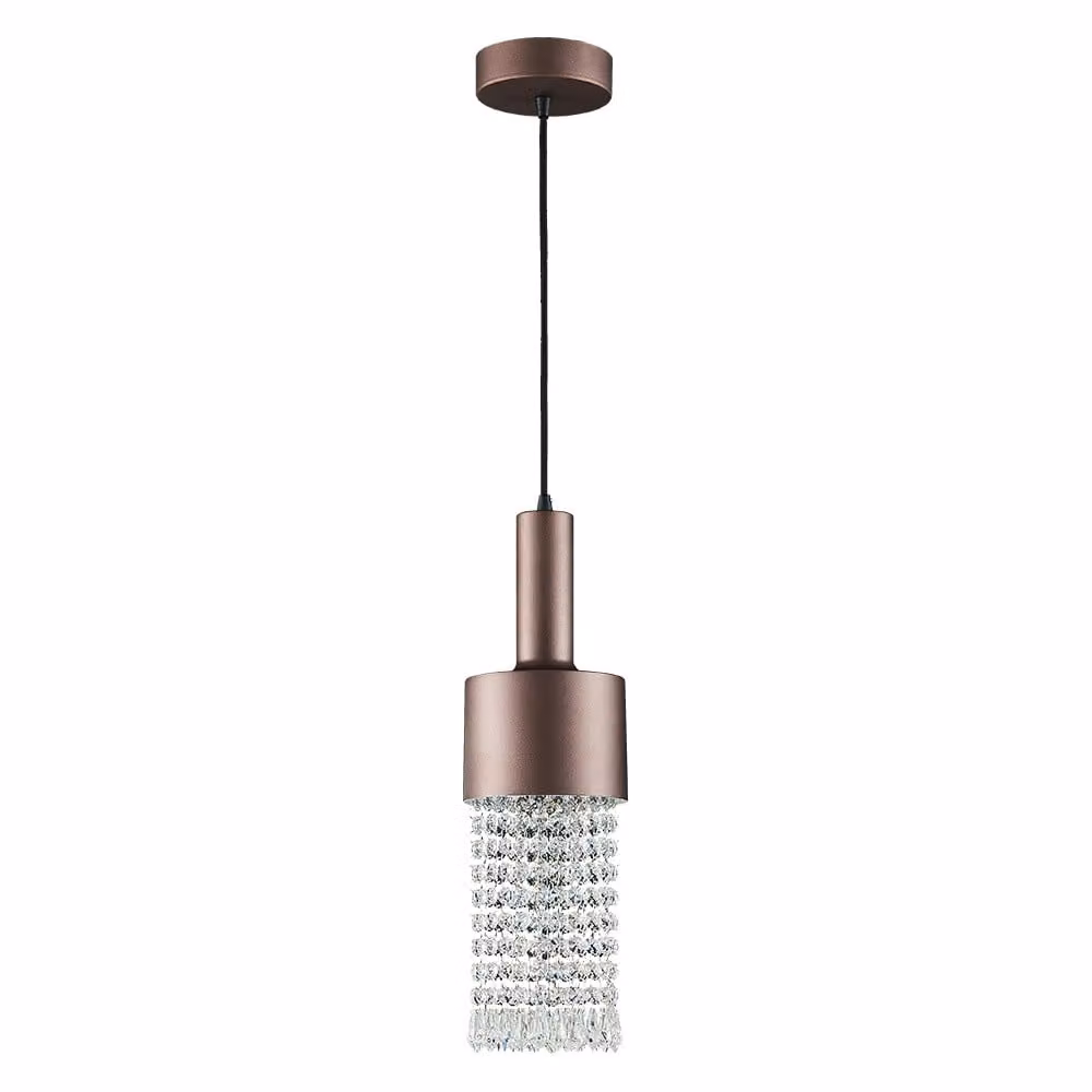Lampada a sospensione LED GERRO 12W, 4000K, caffè/chiaro, Ø: 14 H: 162 cm