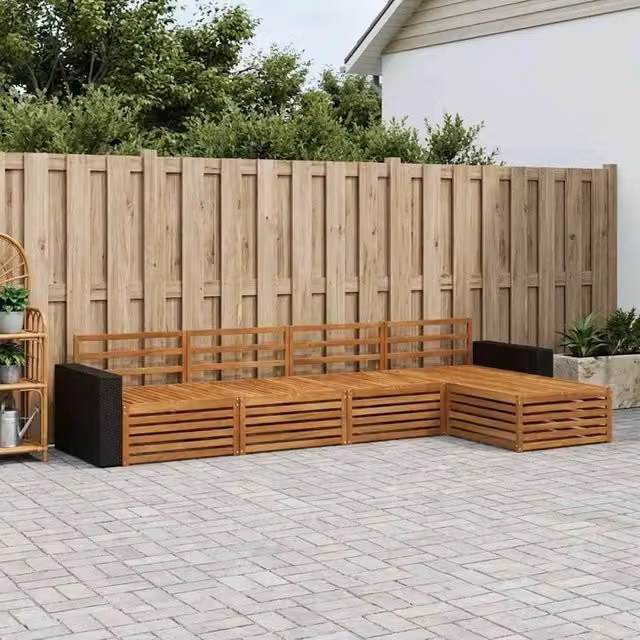 Set di divani da esterno 5 pz Naturale Legno di Acacia Massello 3383242