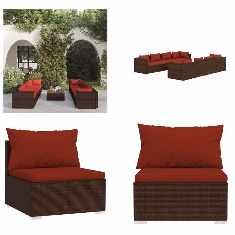 vidaXL set salotto da giardino 9 pezzi con cuscini in rattan marrone - set salotto da giardino - set salotto da giardino - set salotto da patio - set divano da patio