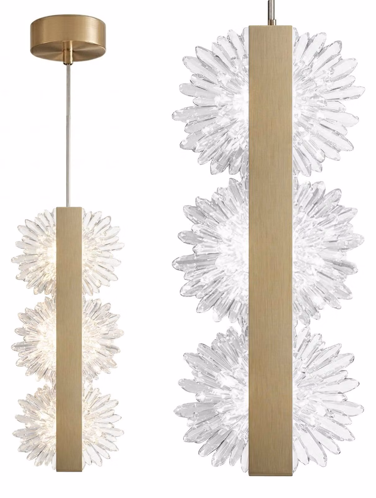 Lampada Rea G150-3Cp Led Oro Spazzolato, Trasparente