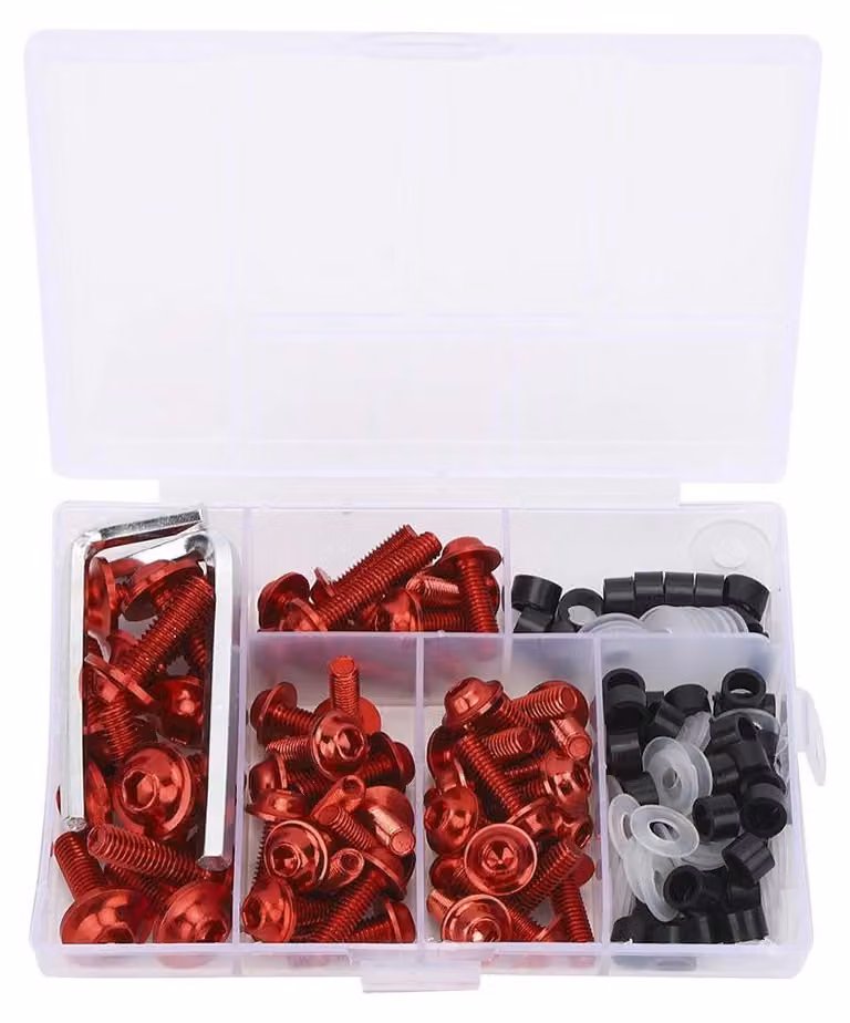 Kit di bulloni per carenatura moto, 158 pezzi - Set di fissaggio universale - Viti in alluminio - Dadi/rondelle - Resistente agli urti - Include utensili