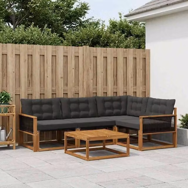 Set di divani da esterno 5 pz Naturale e Nero 3381408