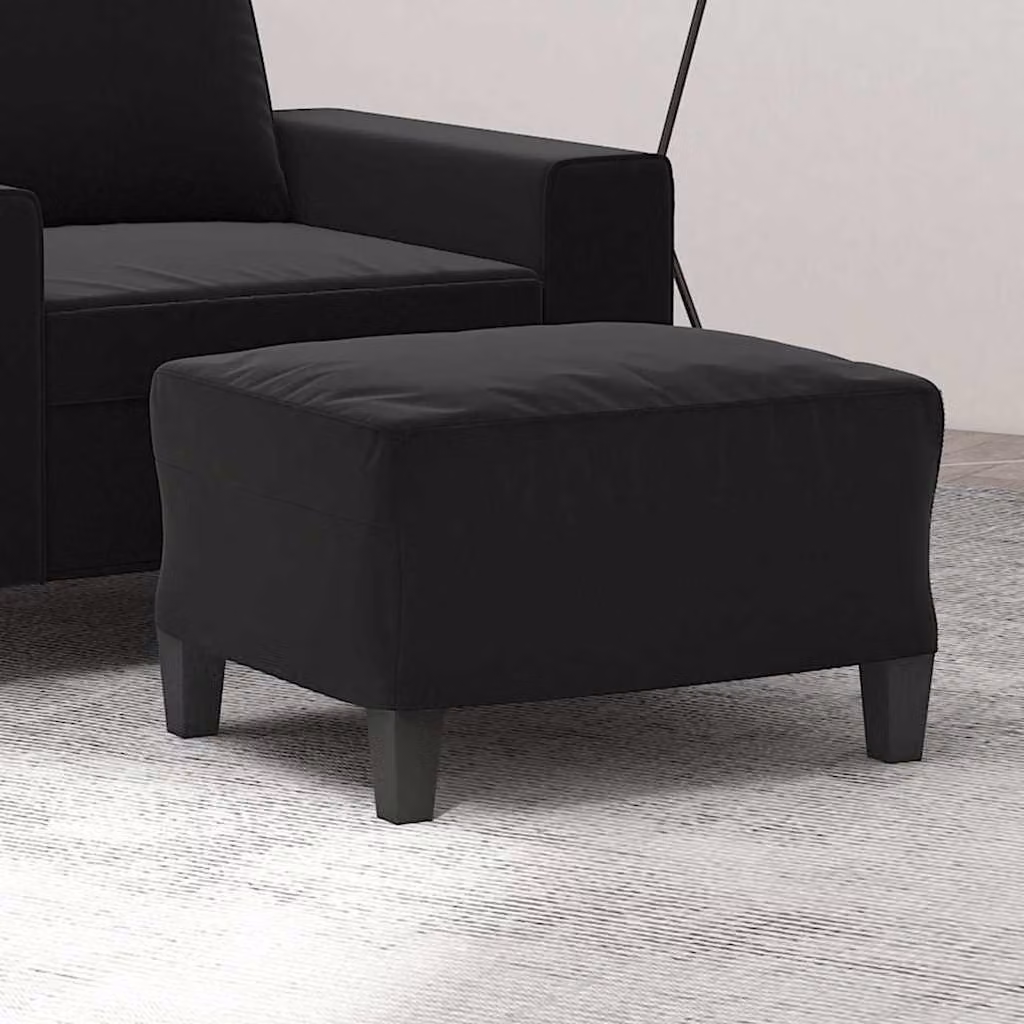 Poggiapiedi vidaXL Nero in Tessuto Microfibra L: 60 cm, P: 50 cm, H: 41 cm